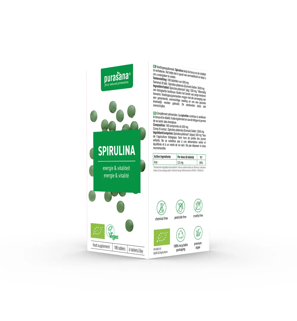Purasana Spirulina Vegan Bio (180 tabletten) - image 4