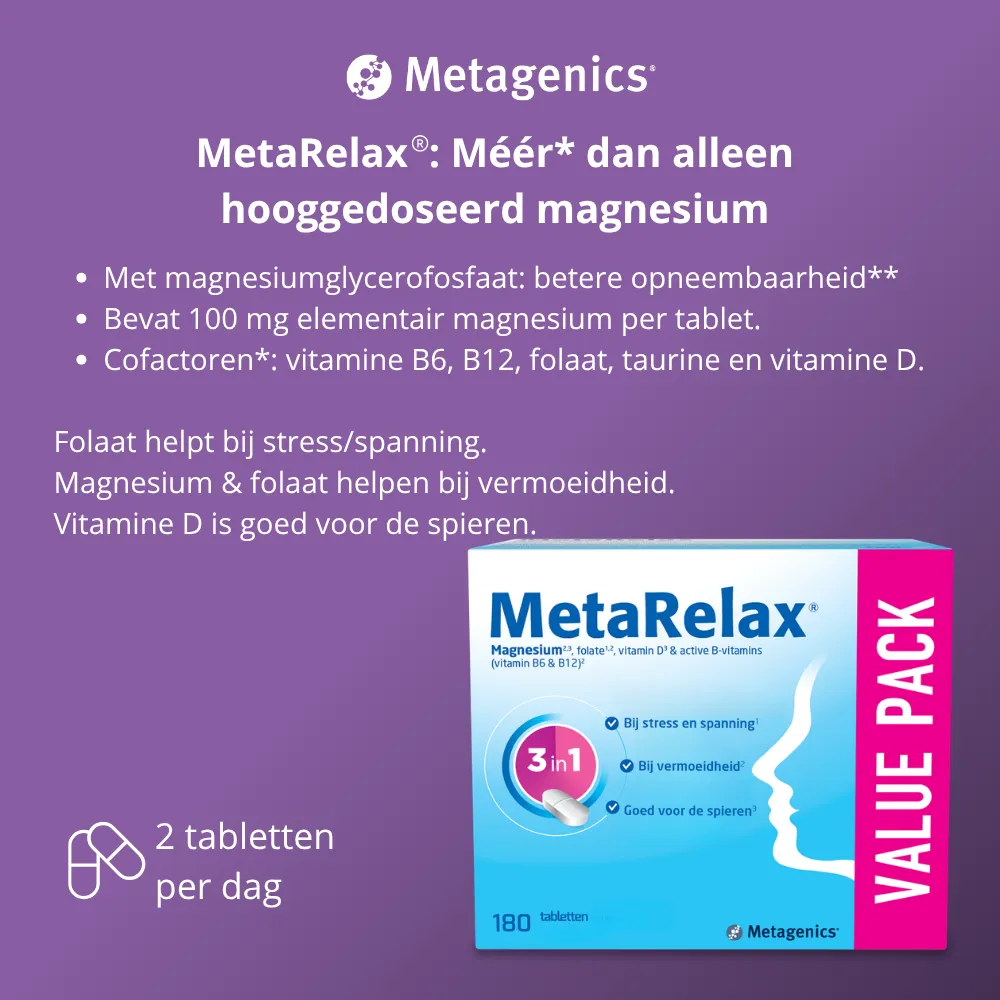 Metagenics MetaRelax Magnesium (180 tabletten) - image 3