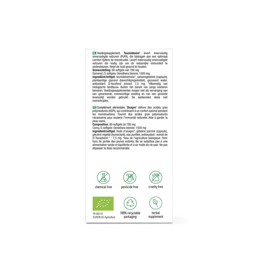 Purasana Teunisbloem Onagre Bio (60 capsules) - image 2