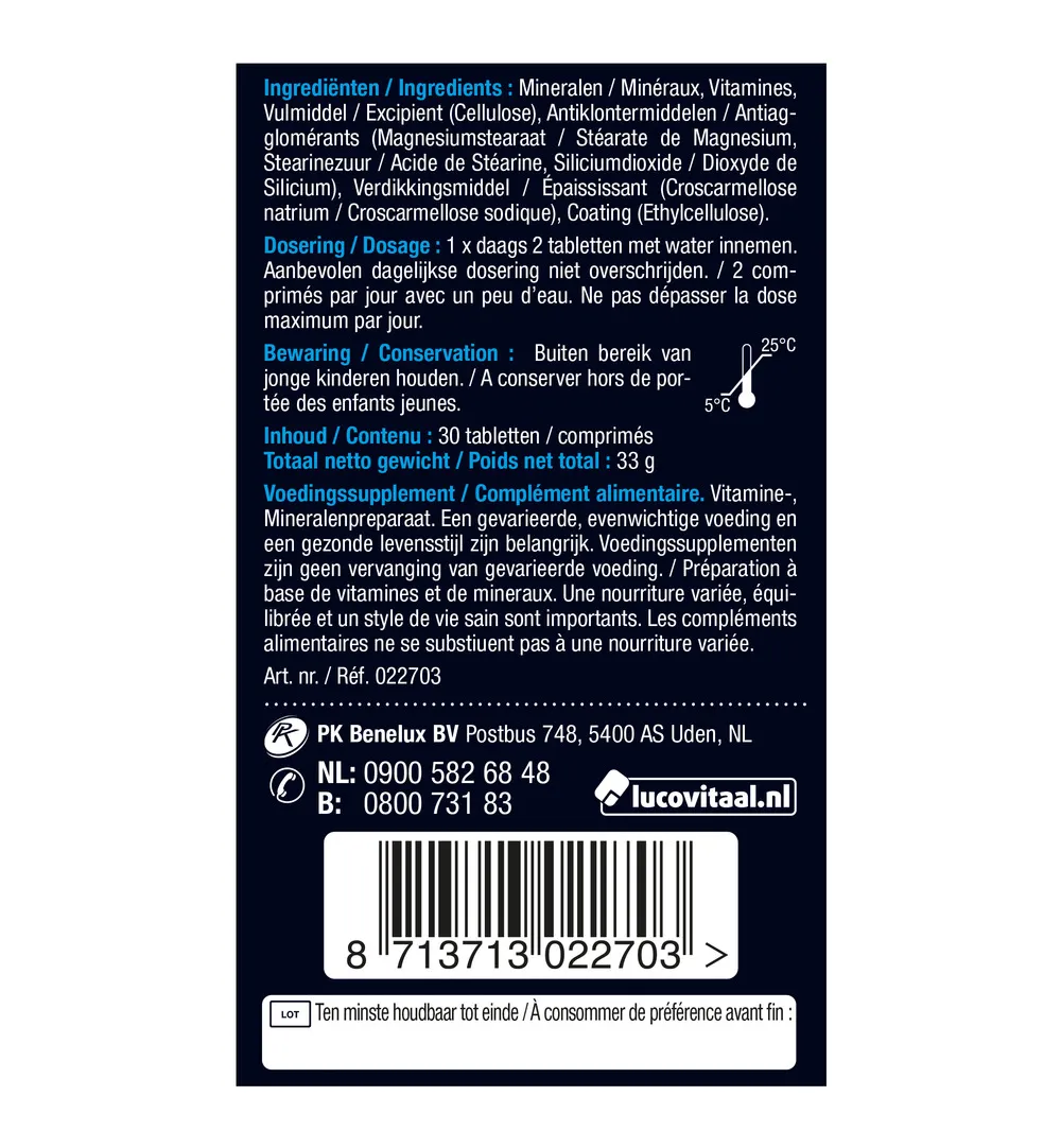 Lucovitaal Magnesium, Vitaminen & Mineralen Compleet (30 tabletten) - image 6