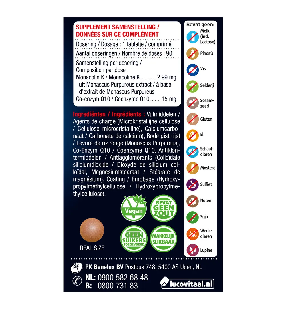 Lucovitaal Rode Gist RIjst & Co-Enzym Q10 (90 tabletjes) - image 2