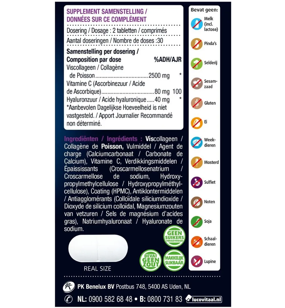 Lucovitaal Collageen 2500Mg Pure Marine (60 tabletten) - image 2