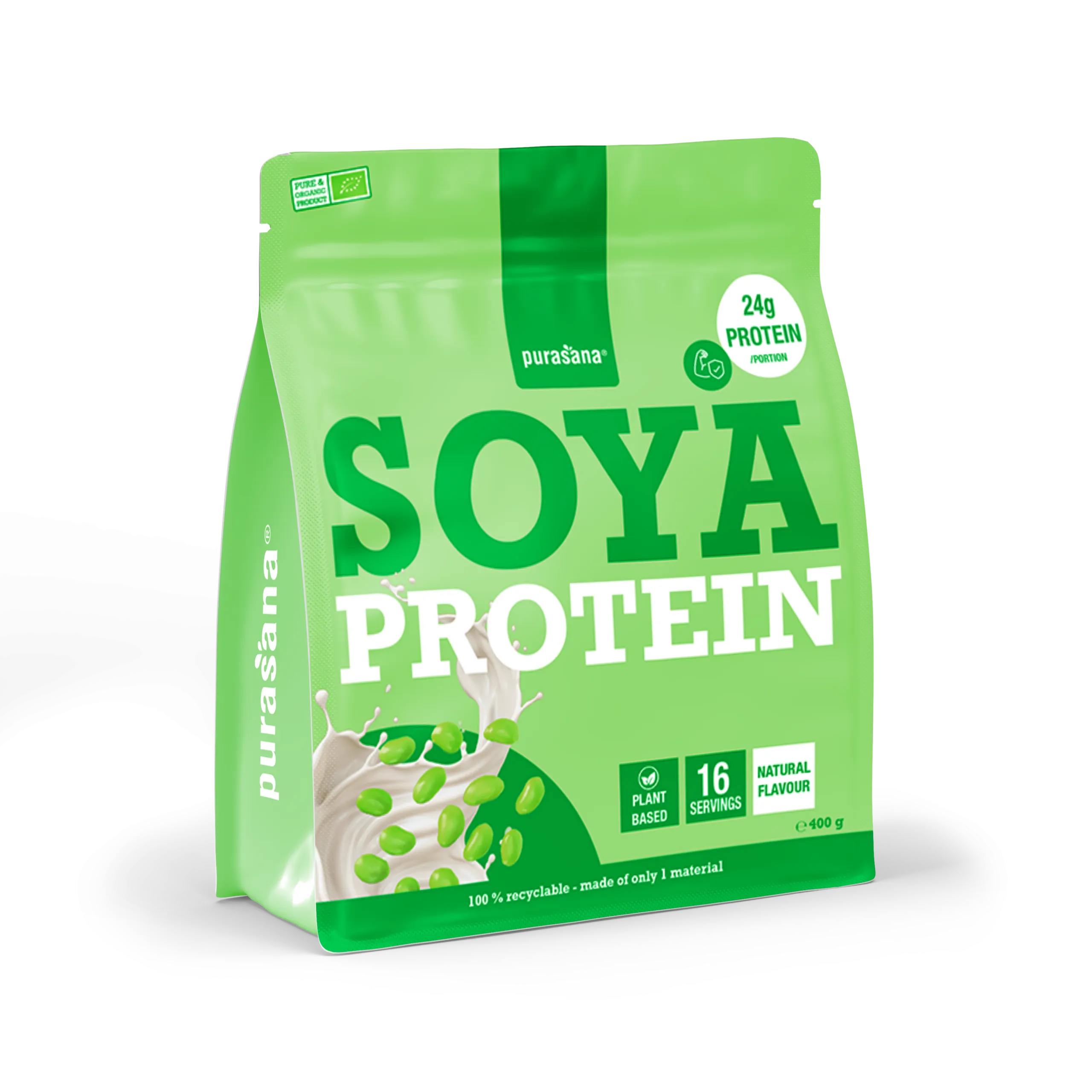 Purasana Plant Protein Soja Natuurlijk Bio (400 gr) - image 2
