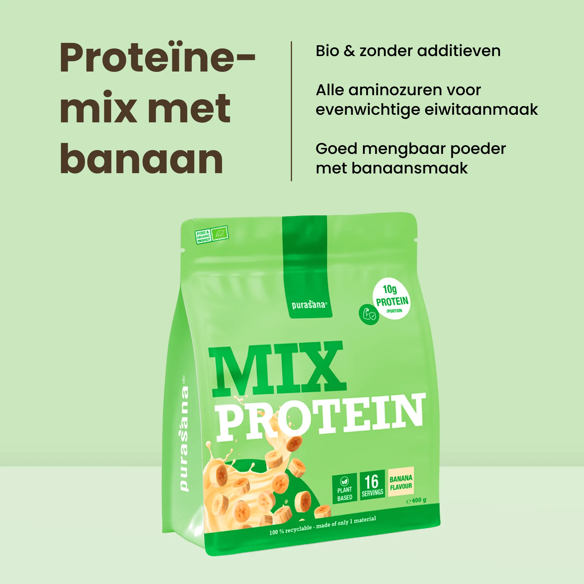 Purasana Plant Protein Mix Banaan Bio (400 gr) - image 8