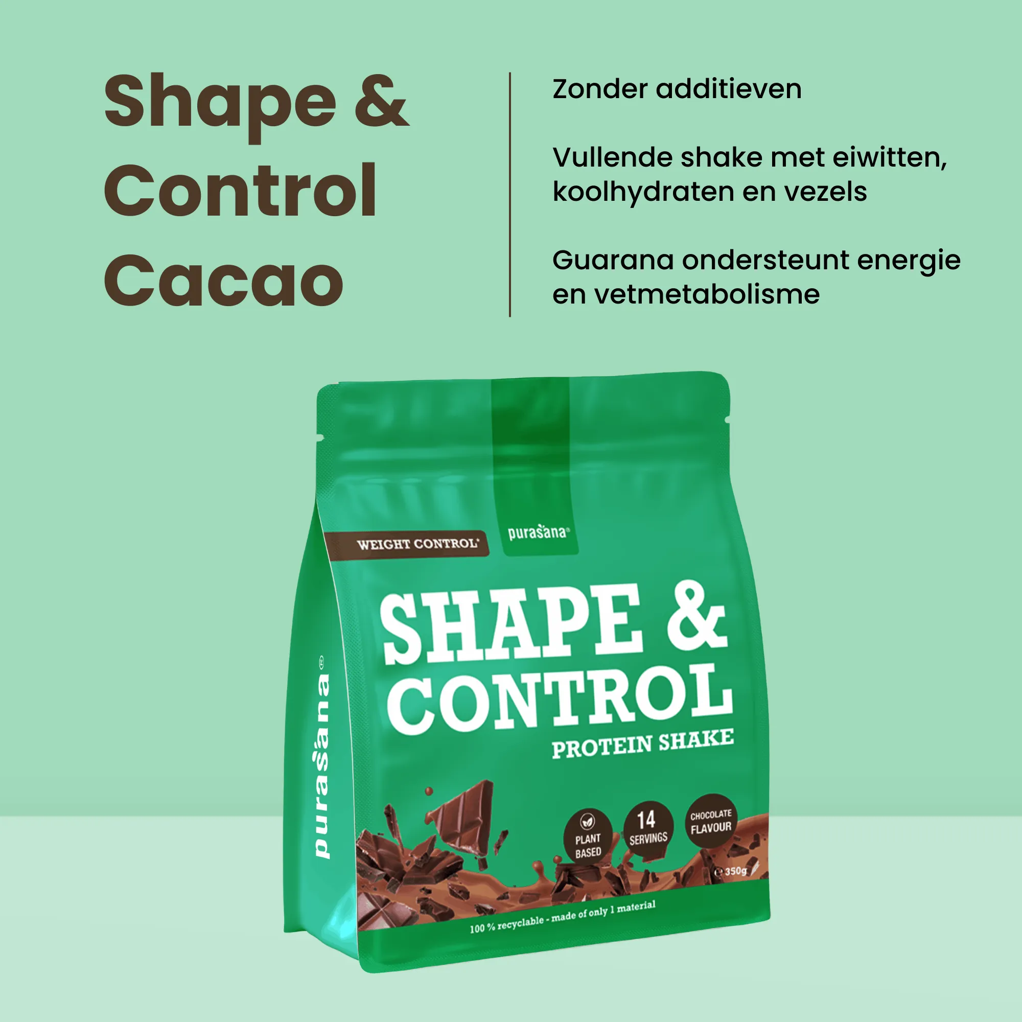 Purasana Shape & Control Plant Protein Chocolade (350 gr) - image 7