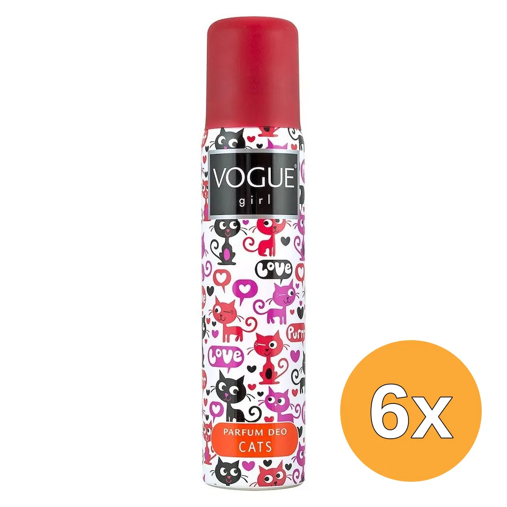 6x Vogue Girl Deodorant spray girl cats (100 ml)