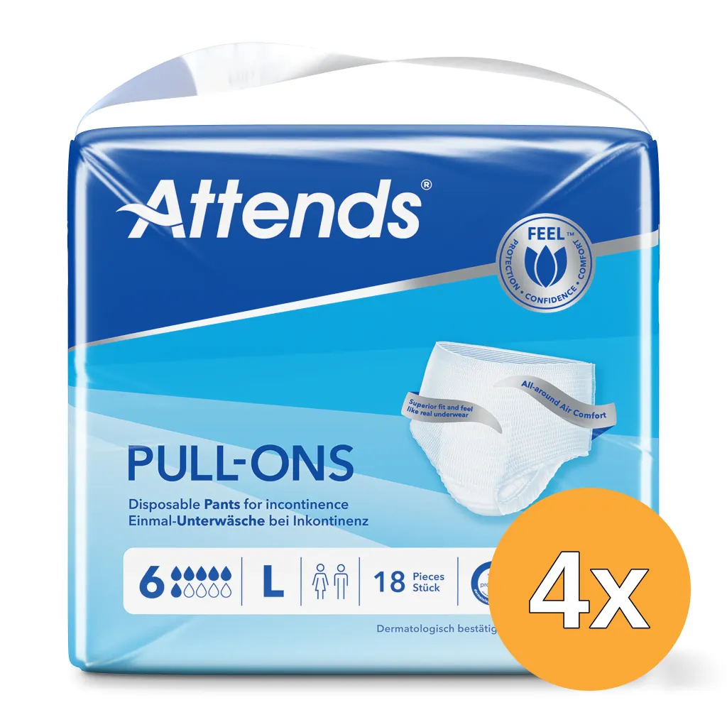 4x Attends Pull-Ons 6 Maat L (18 stuks)