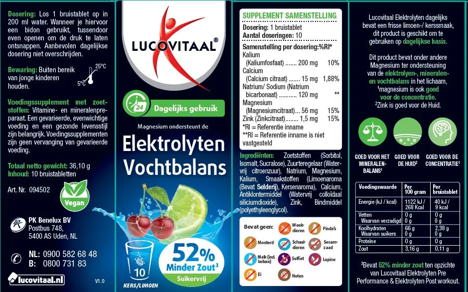 Lucovitaal Elektrolyten Dagelijks Gebruik (10 bruistabletten)