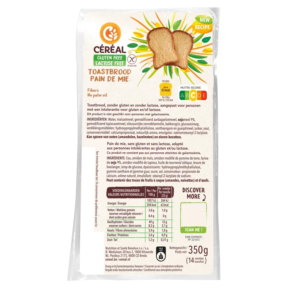 Céréal Toastbrood Glutenvrij (350 gr)