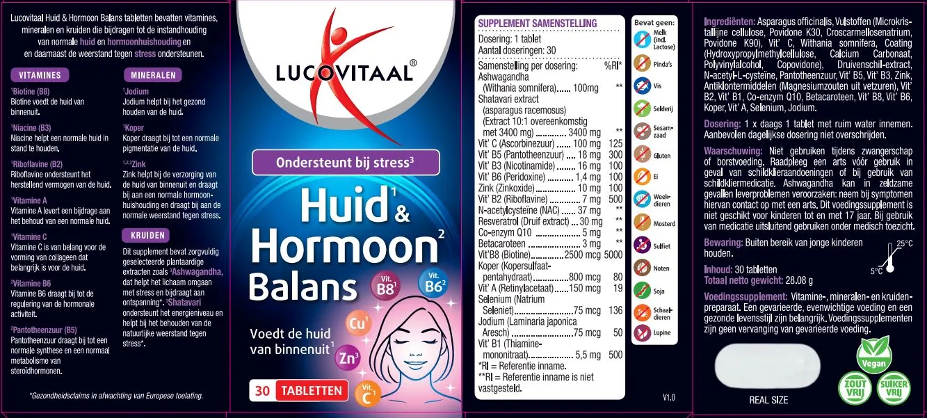 Lucovitaal Huid & Hormoon Balans (30 tabletten)