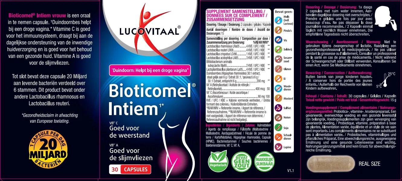 Lucovitaal Bioticomel Intiem (30 capsules)