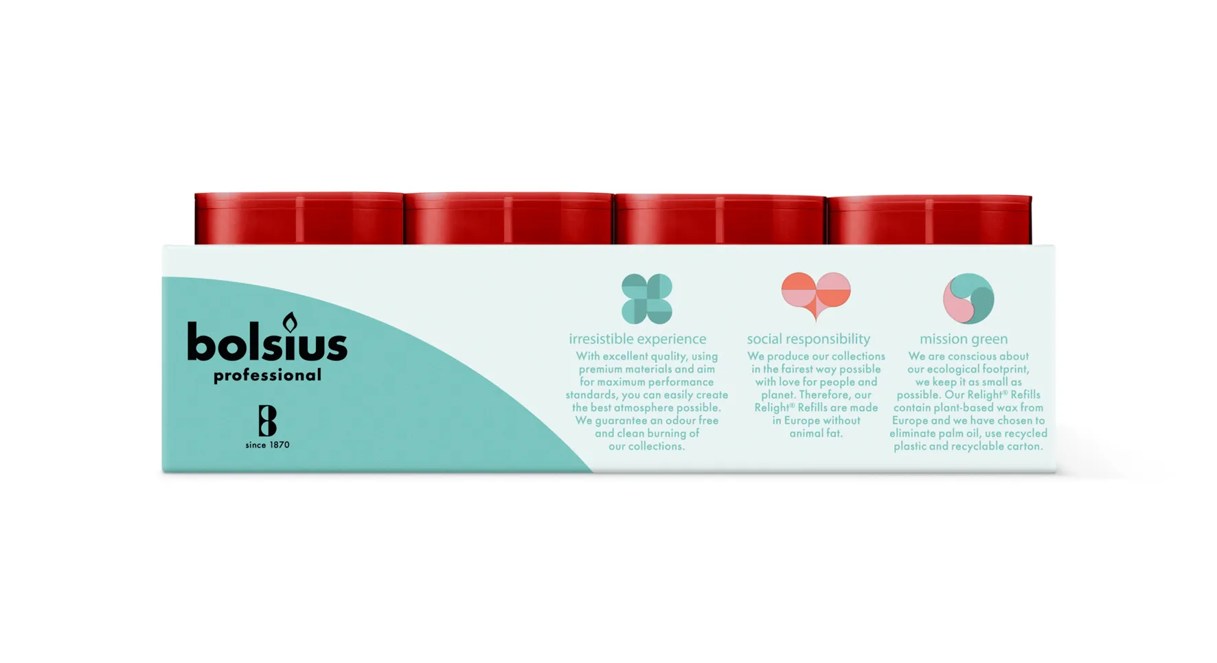 Bolsius Horeca Relight® Navullingen 64/52 Rood (20 stuks) - image 3