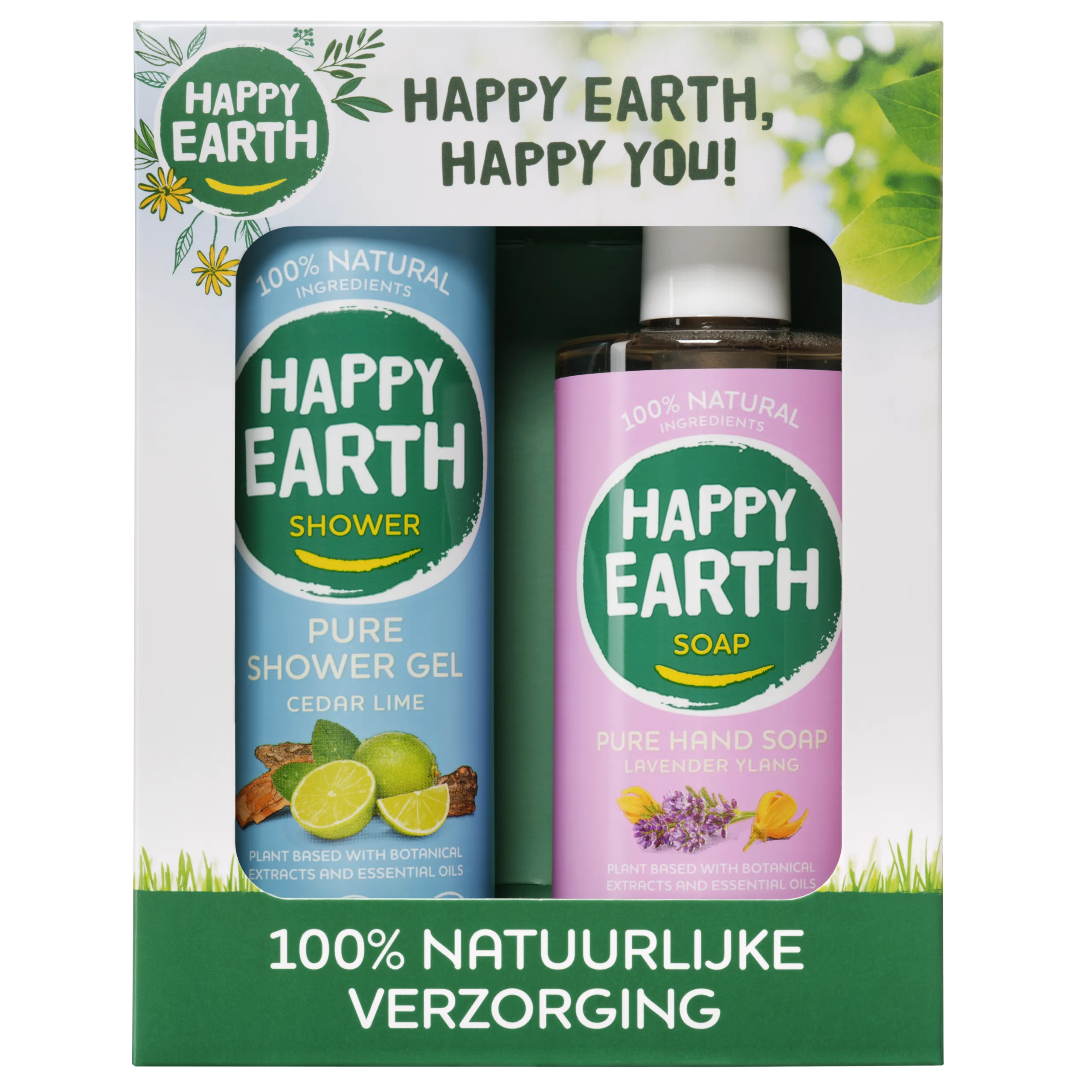 Happy Earth Giftset Cedar Lime Showergel & Lavender Ylang Handsoap (1 stuk)