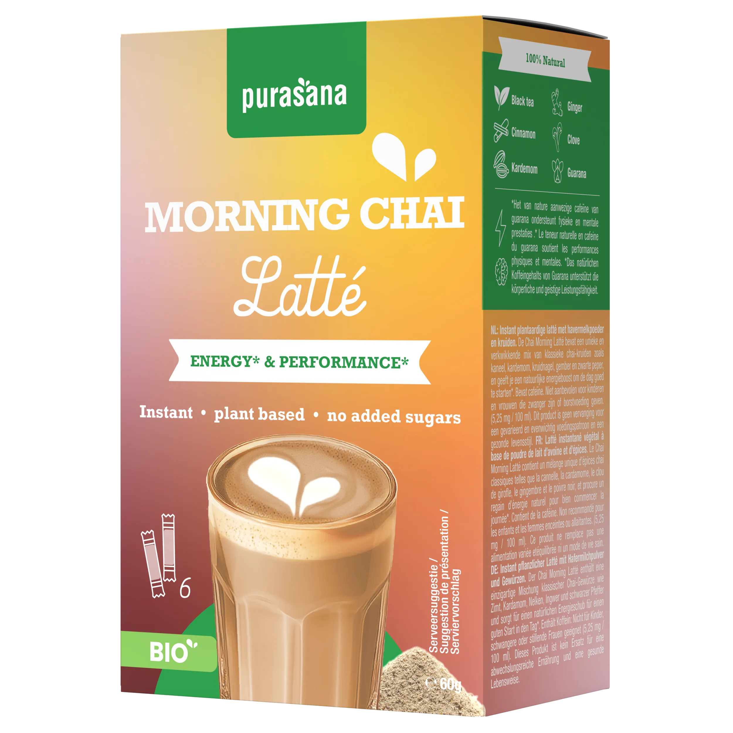 Purasana Instant Morning Chai Latte 6x10g Bio (60 gr) - image 4