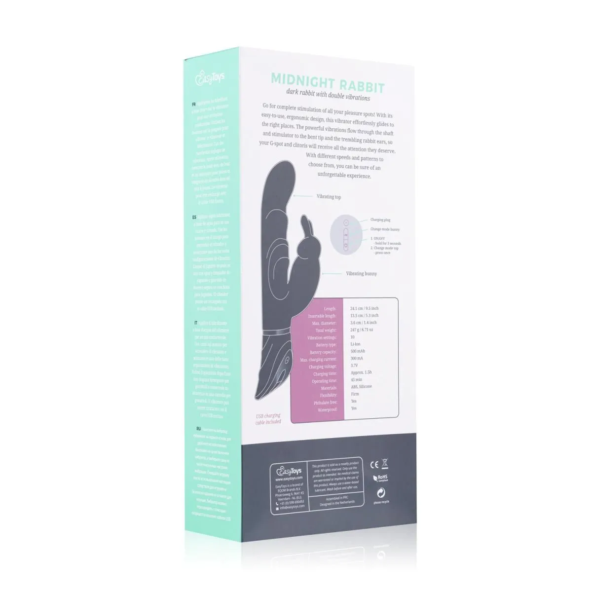 Easytoys Vibe Collection - Midnight Rabbit Vibrator Blauw (1 stuk) - image 9
