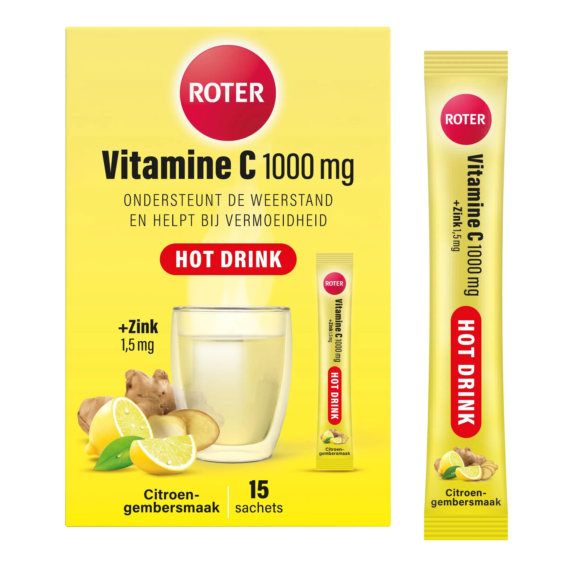 Roter Vit.C+Zink Hot Drink Citroen-gember sachets (15 stuks)