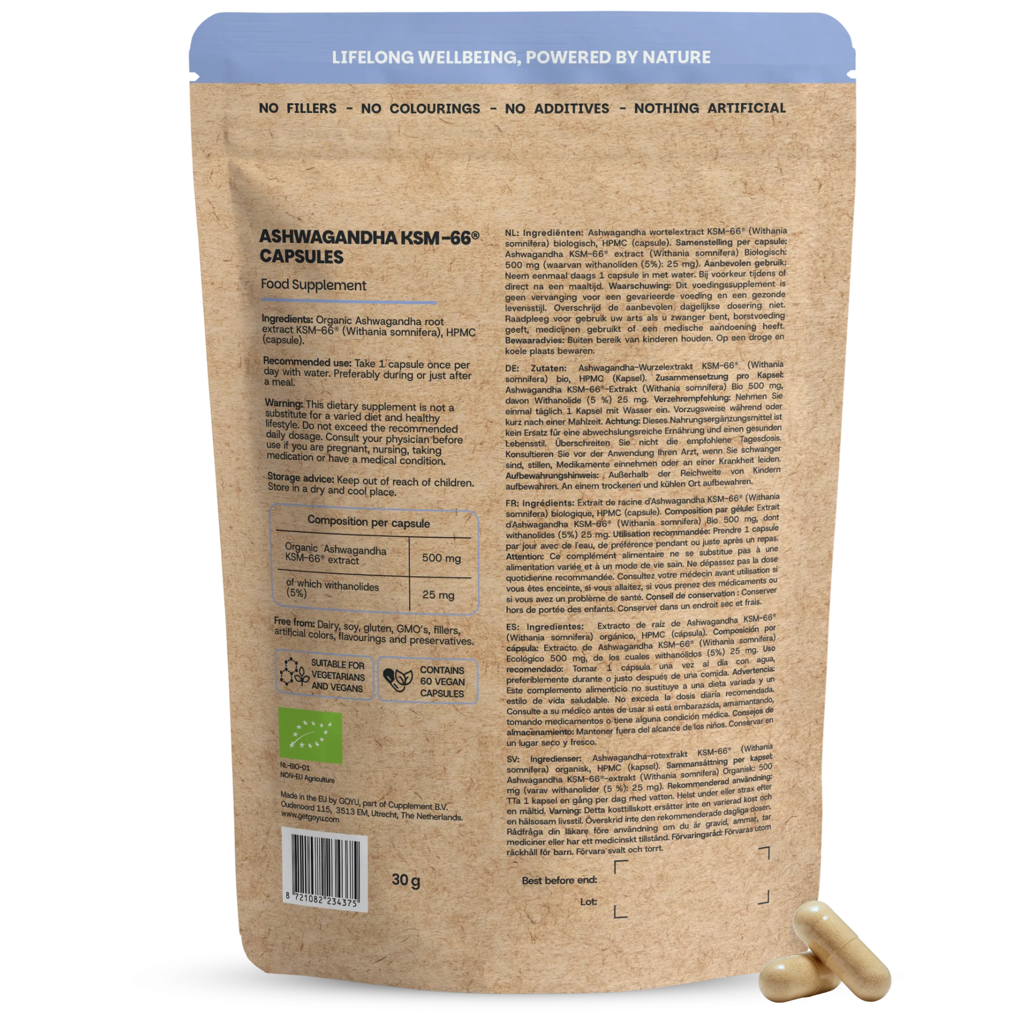 Goyu Ashwagandha Ksm-66 Capsules Biologisch (60 capsules)