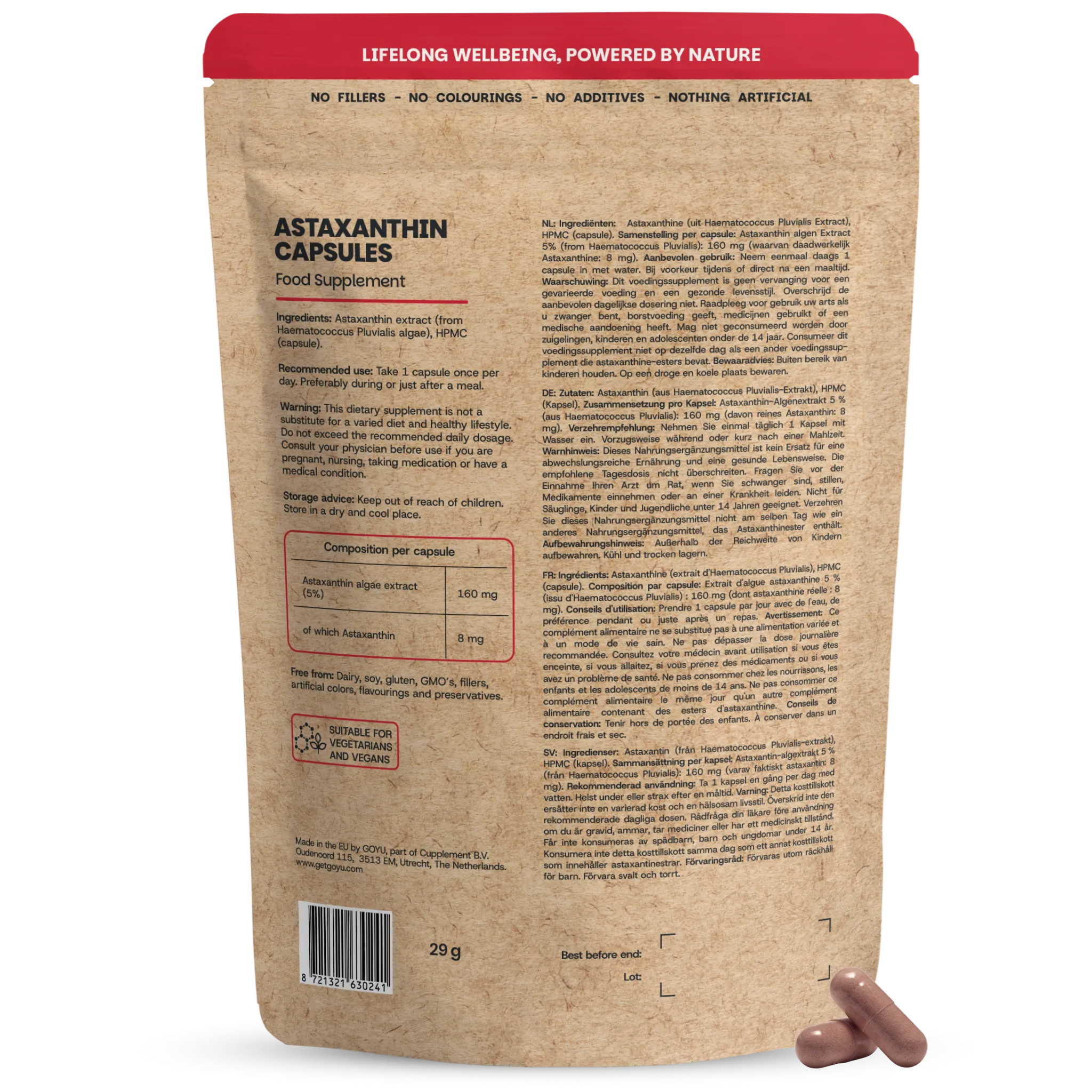 Goyu Astaxanthine Capsules – Uit Microalg (60 capsules)