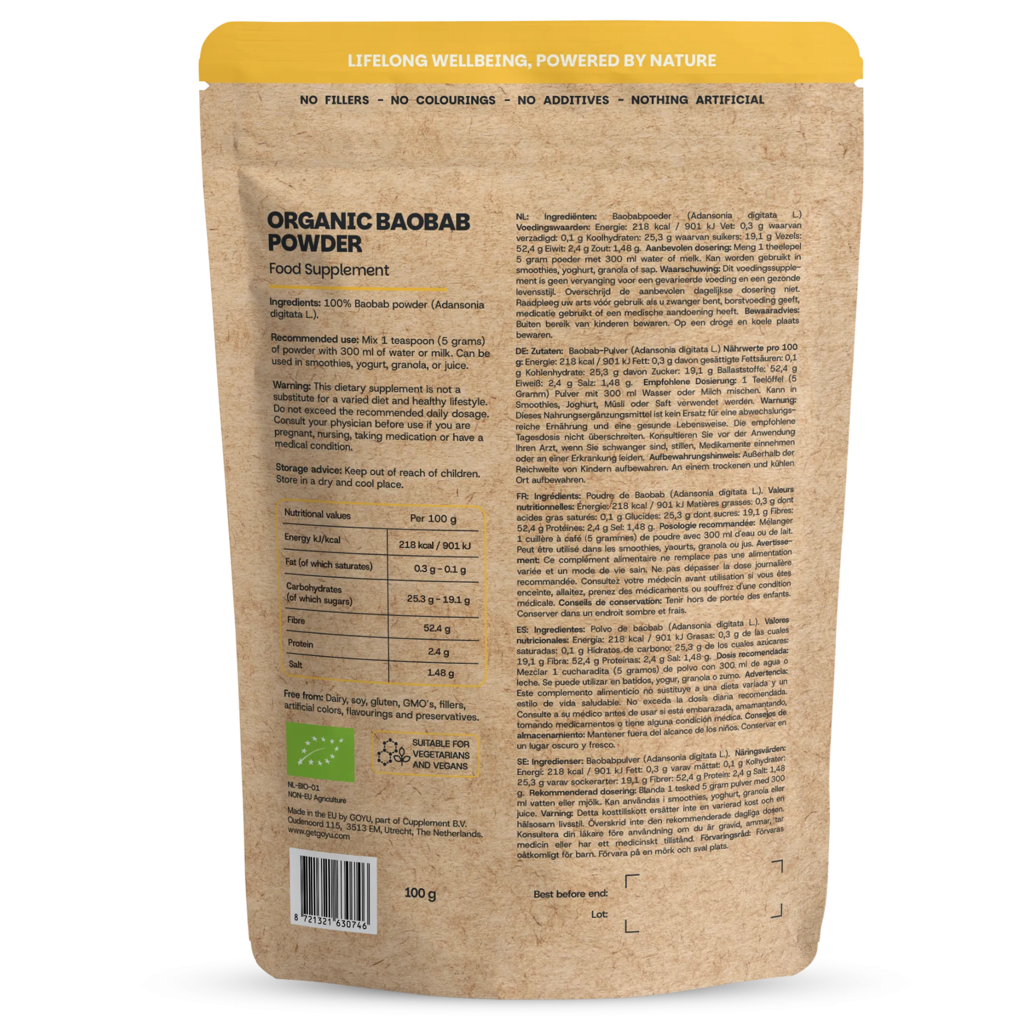 Goyu Baobab Poeder Biologisch (60 gram)