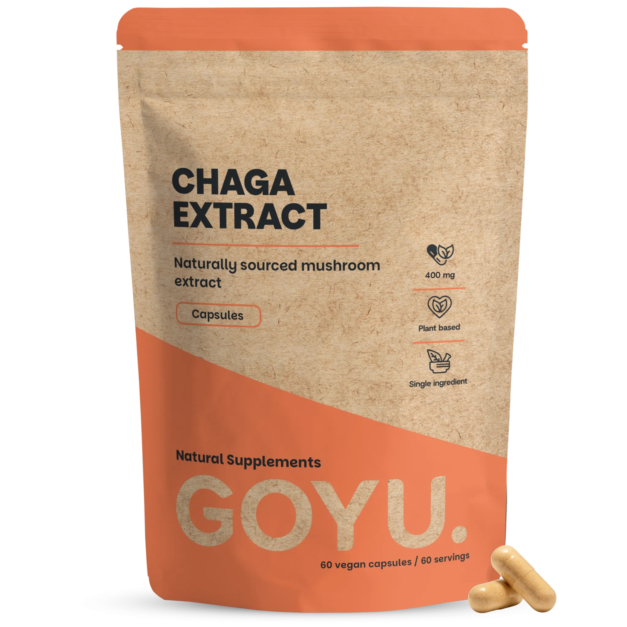 Goyu Chaga Extract Capsules – 60 Capsules – 30% Polysacchariden (60 capsules)