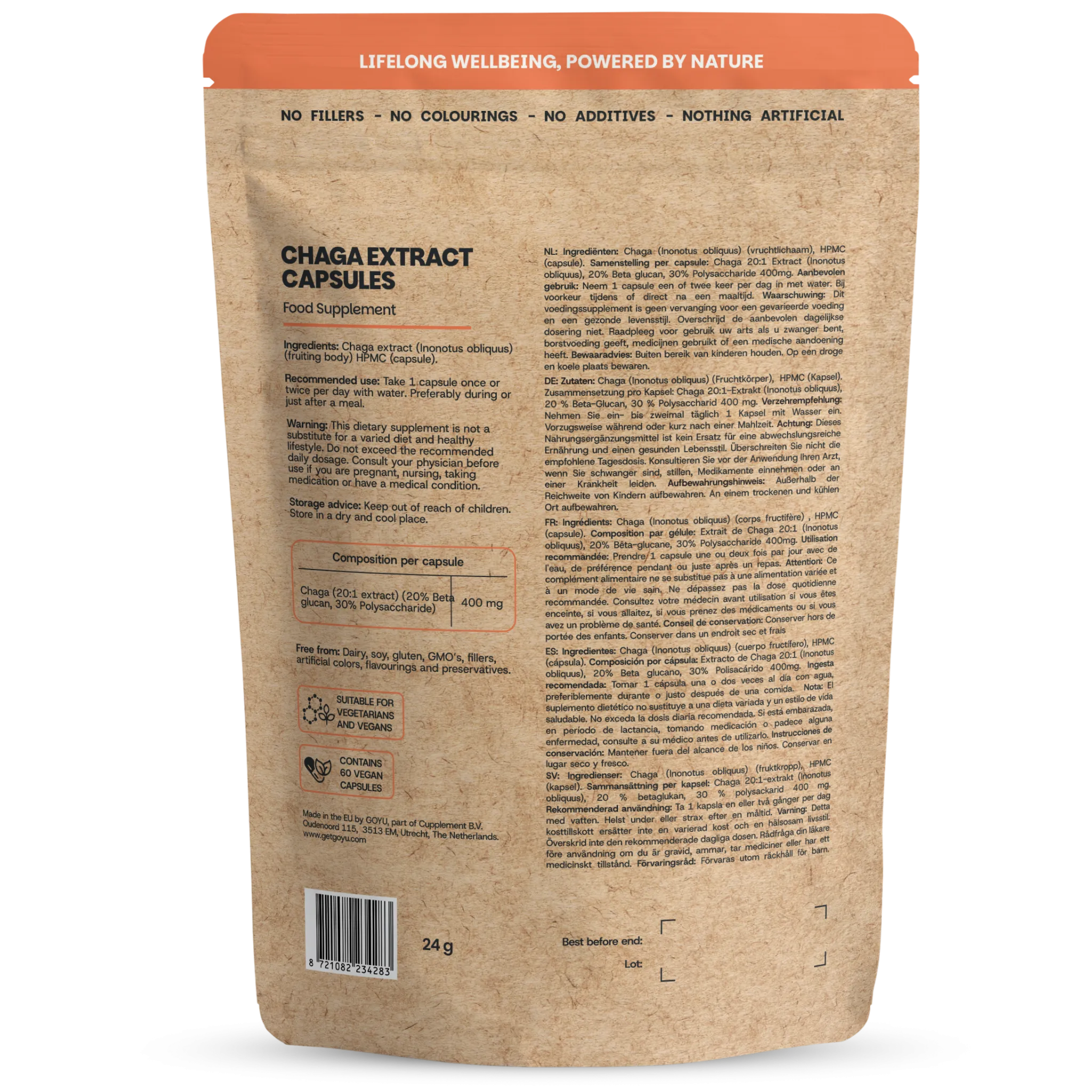 Goyu Chaga Extract Capsules – 60 Capsules – 30% Polysacchariden (60 capsules)