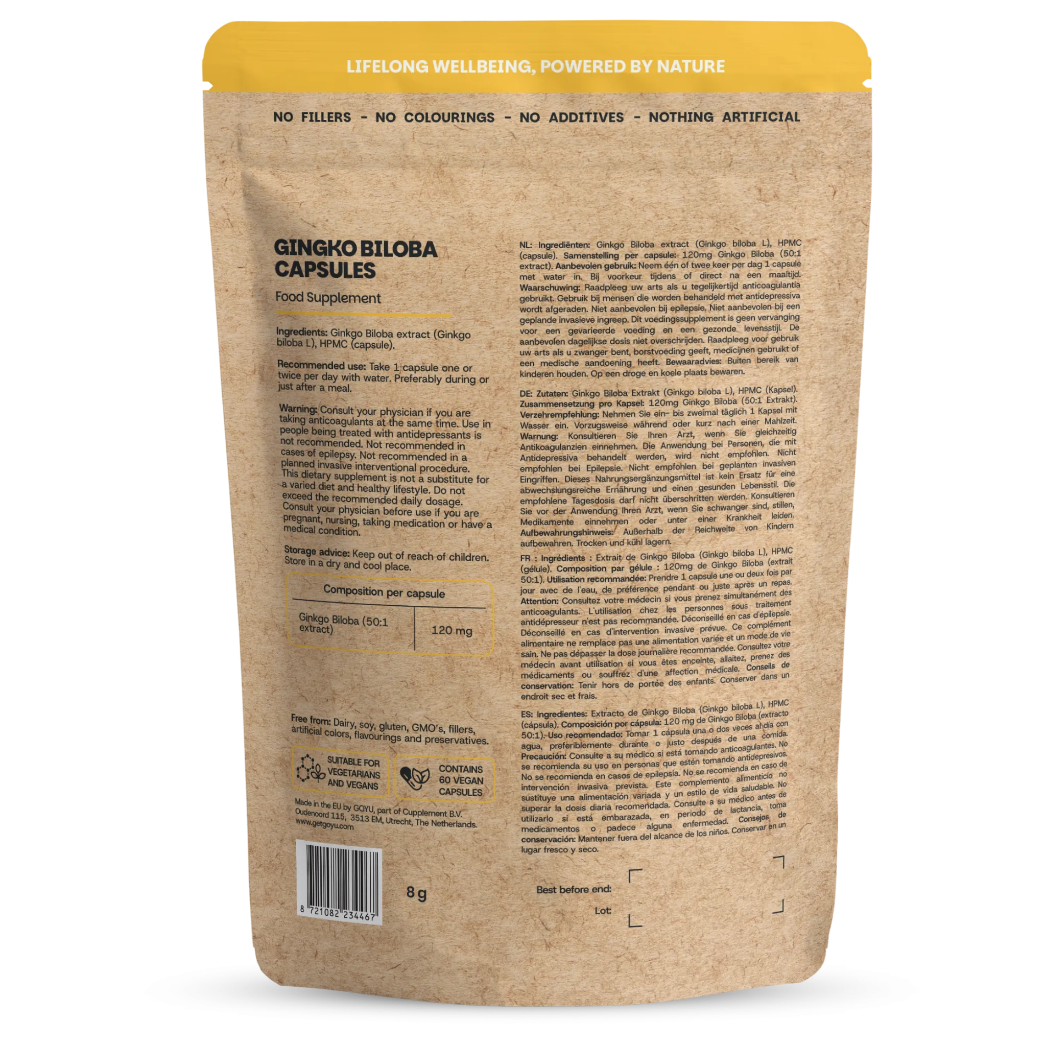 Goyu Ginkgo Biloba Capsules - 60 Capsules - Gestandaardiseerd Extract (60 capsules)