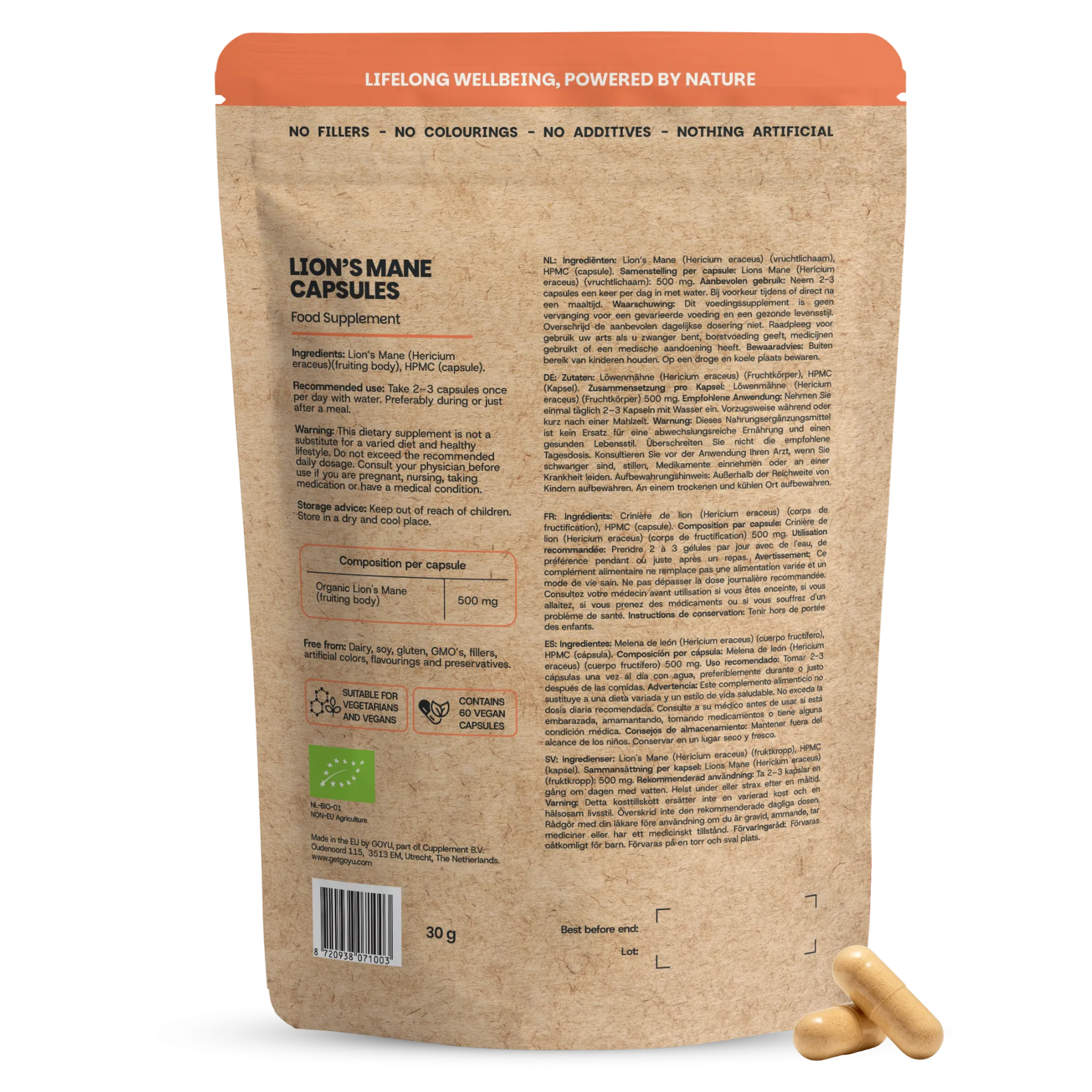 Goyu Lion's Mane Capsules Biologisch - 60 Capsules (60 capsules)