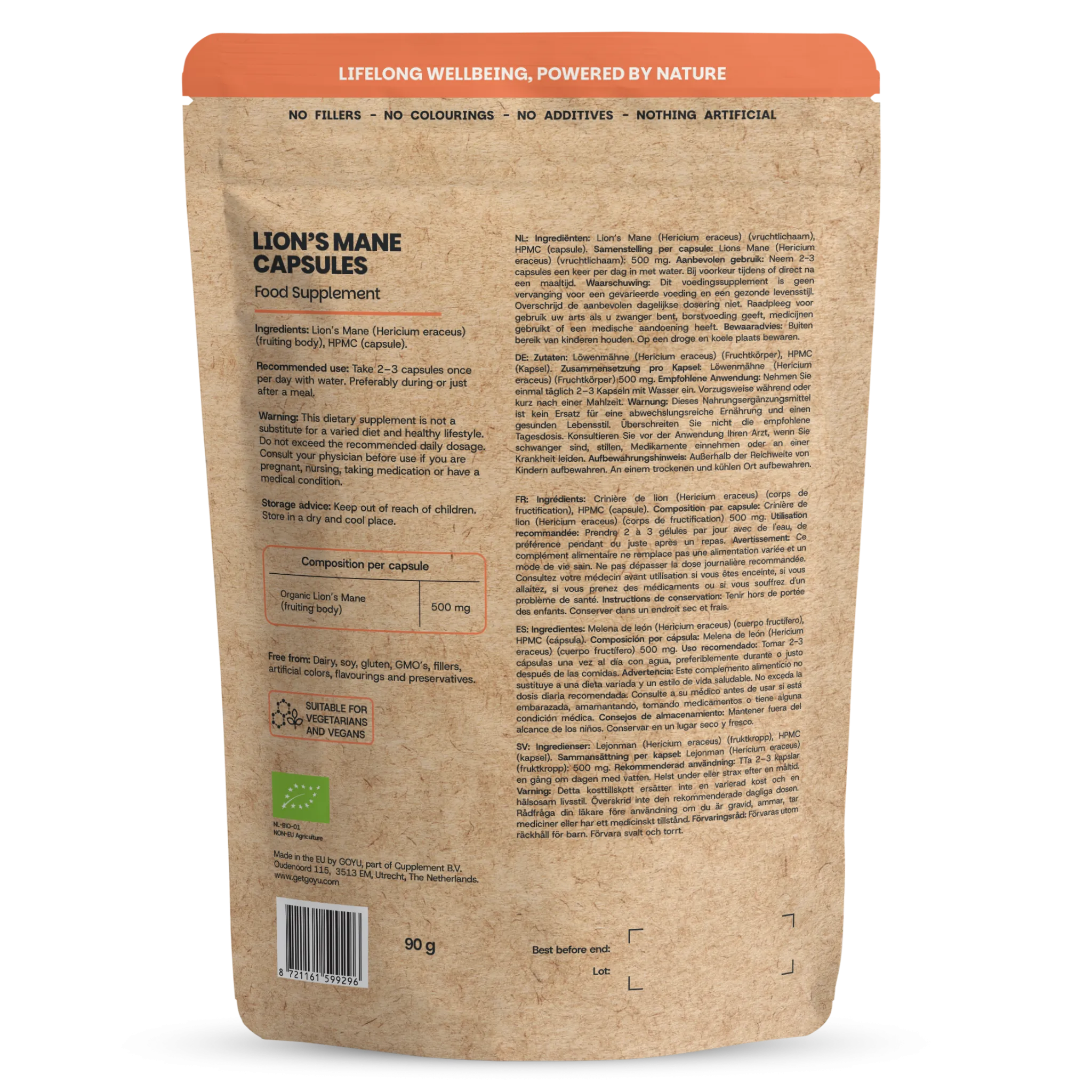 Goyu Lion's Mane Capsules Biologisch - 60 Capsules (60 capsules) - image 3