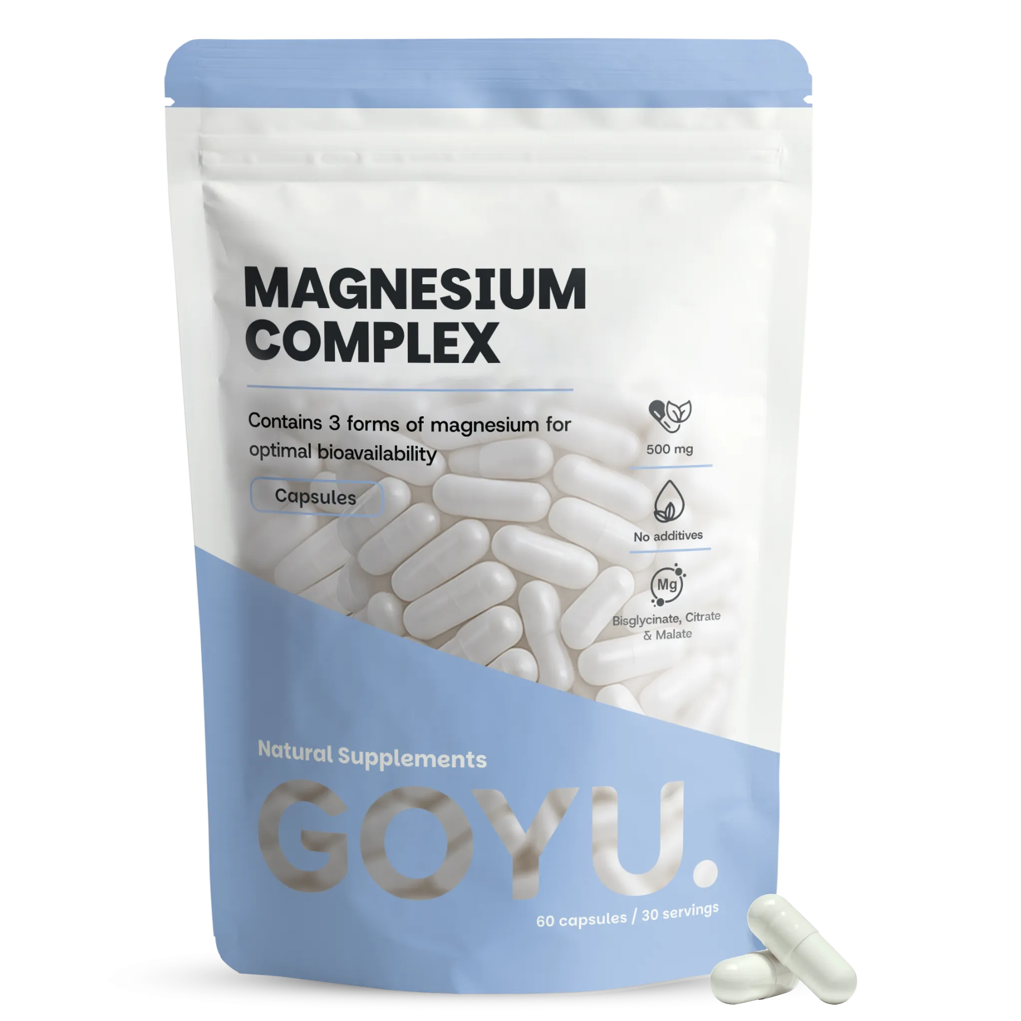 Goyu Magnesium Complex Capsules – Citraat, Malaat & Bisglycinaat (60 capsules)