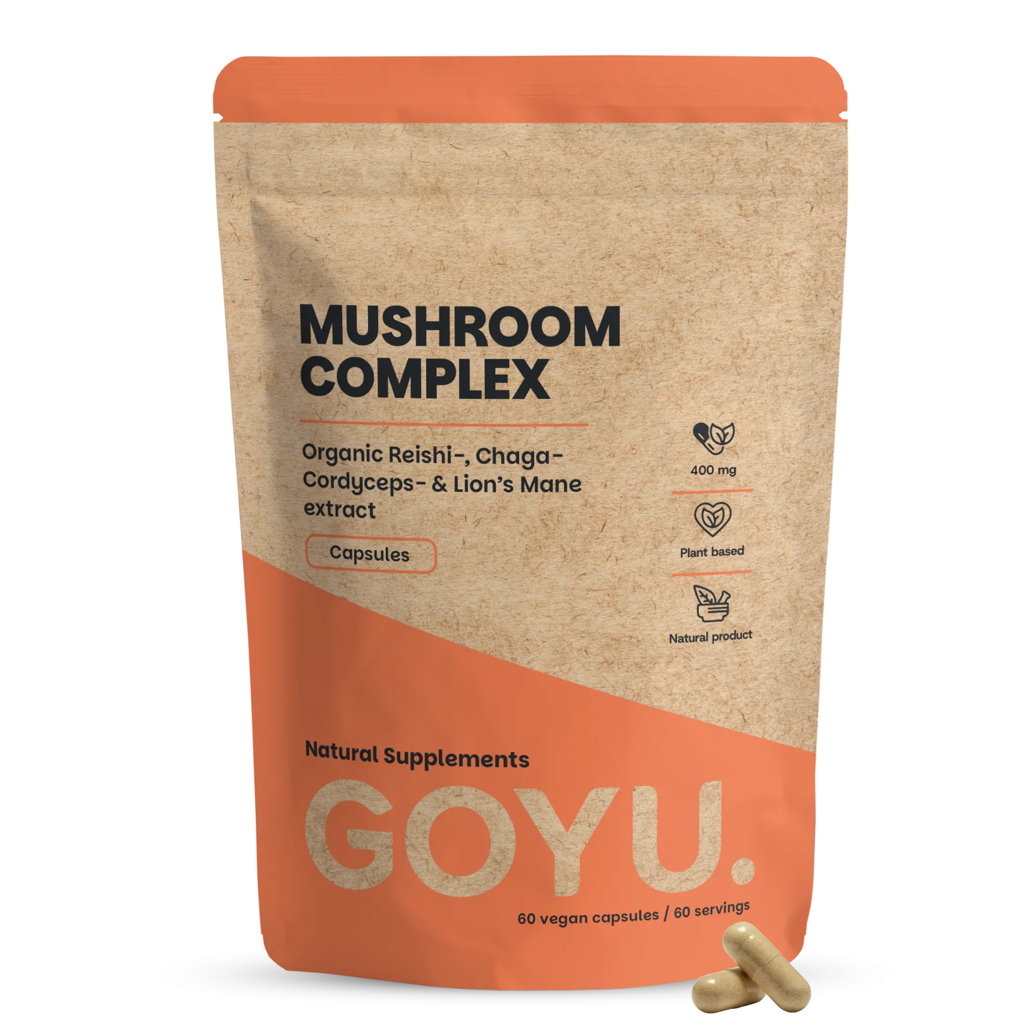 Goyu Paddenstoelen Complex Capsules – Reishi, Lion's Mane, Cordyceps & Chaga Bio (60 capsules)