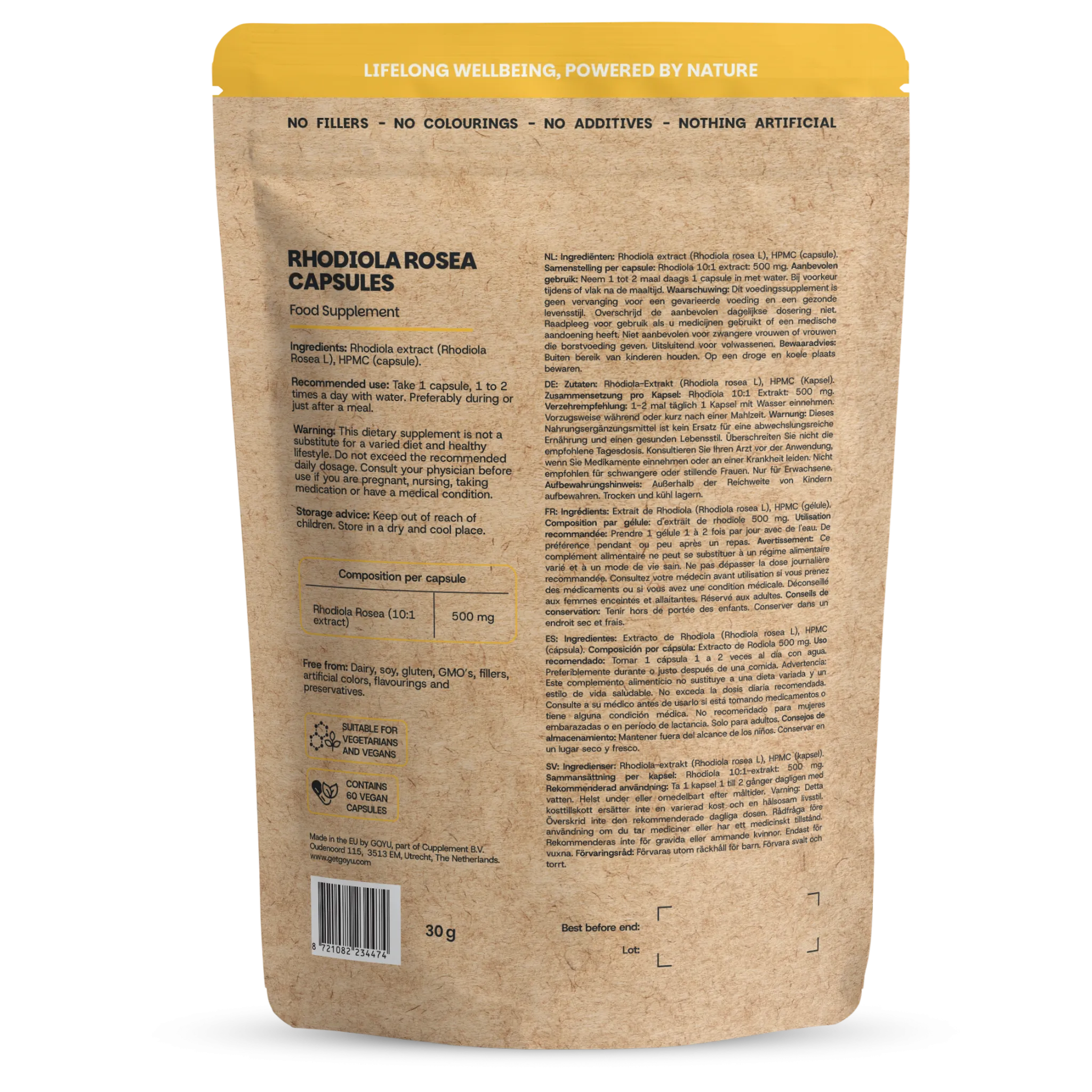 Goyu Rhodiola Rosea Extract Capsules – 60 Capsules (60 capsules)