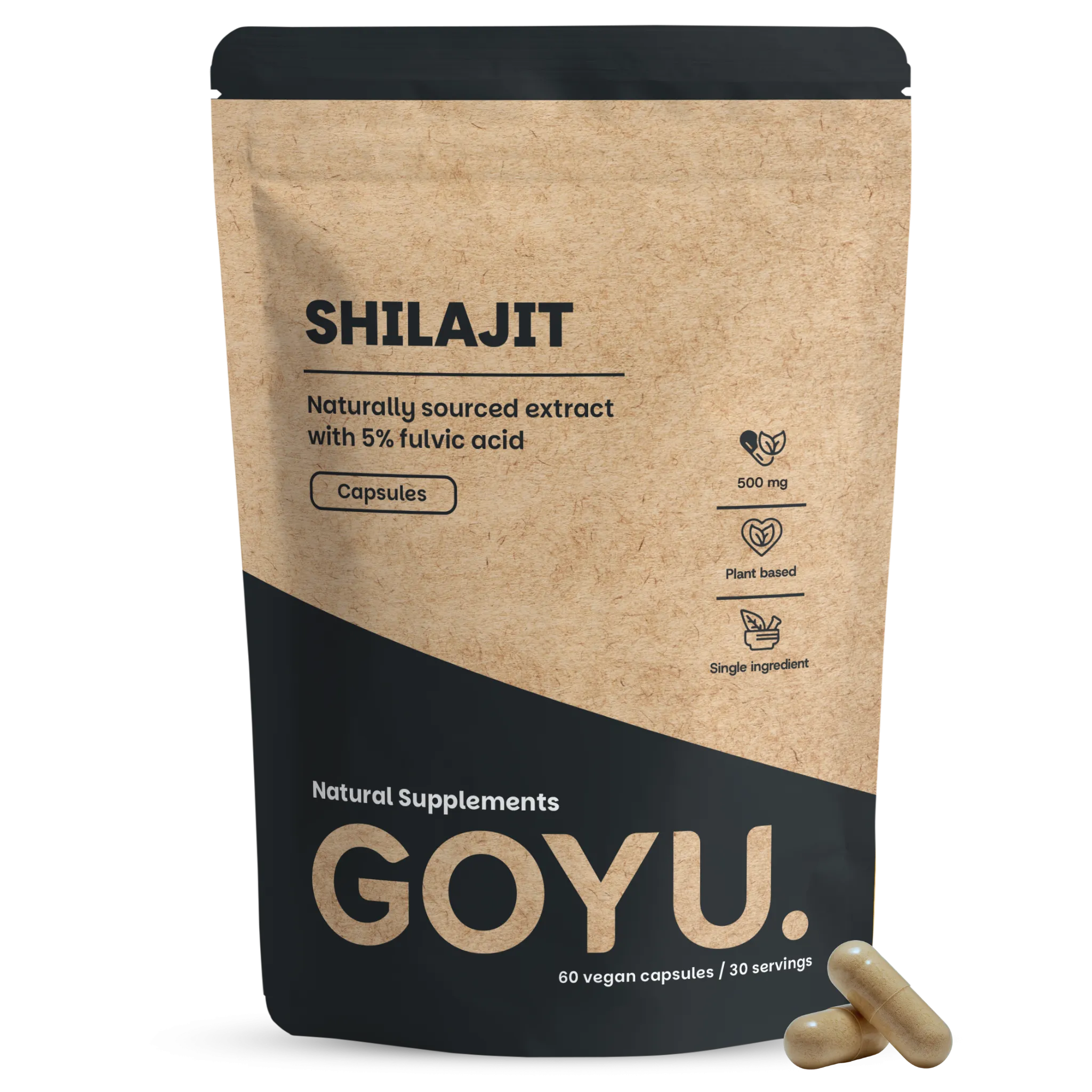 Goyu Shilajit Extract Capsules (5% Fulvinezuur) - Himalaya Mumijo - 60 Capsules (60 capsules)