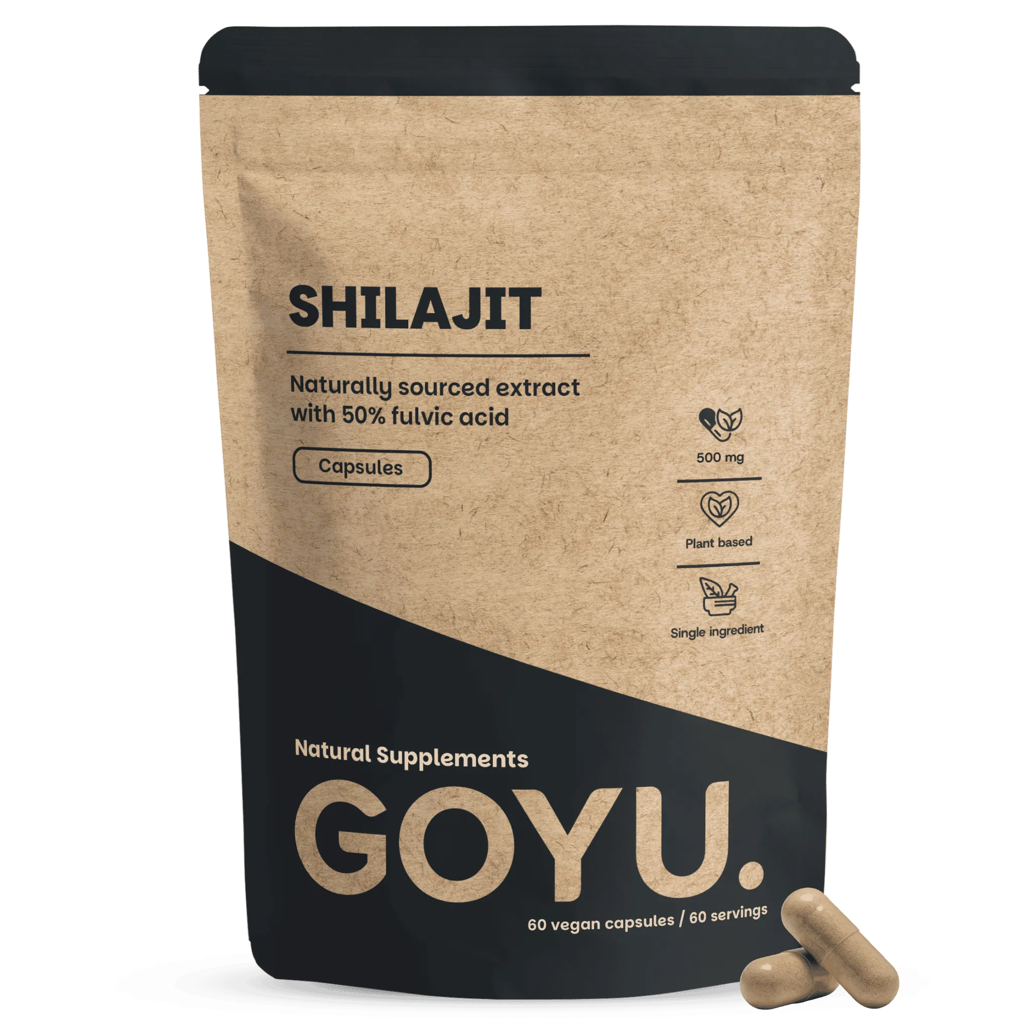 Goyu Shilajit Extract Capsules (50% Fulvinezuur) - Himalaya Mumijo - 60 Capsules (60 capsules)