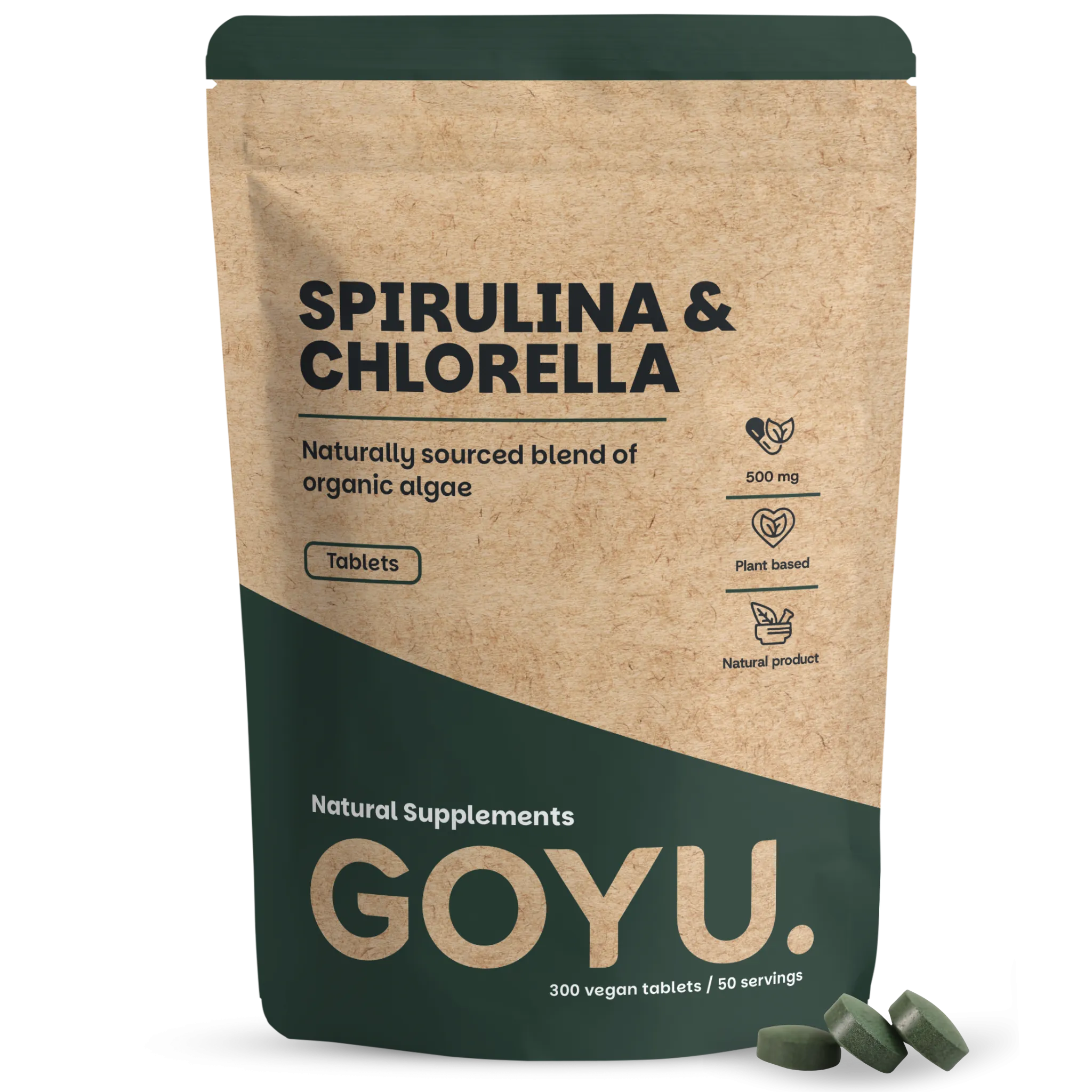 Goyu Spirulina Chlorella Tabletten Biologisch - 300 Tabletten (300 tabletten)