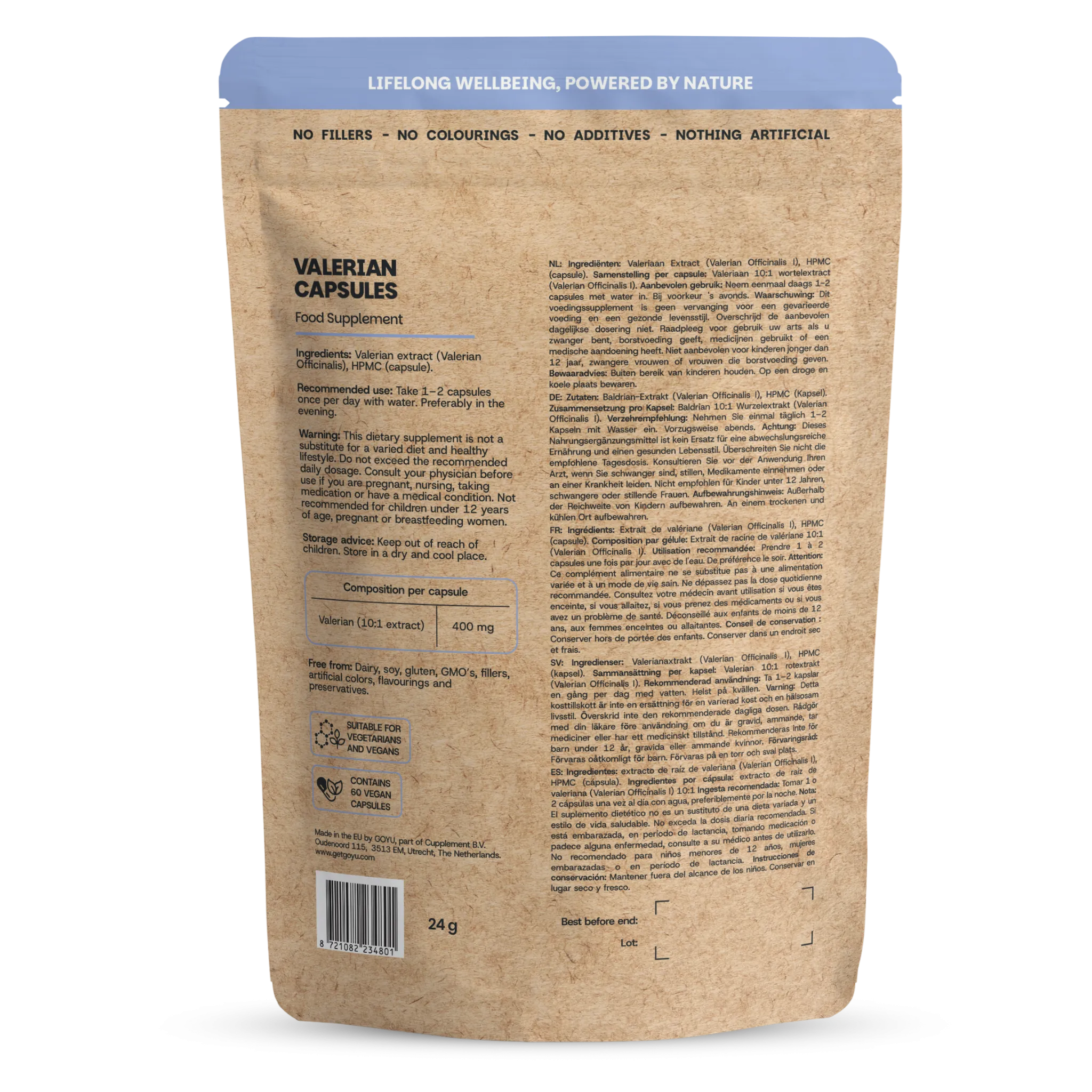Goyu Valeriaan Extract Capsules - Valeriana Officinalis - 60 Capsules (60 capsules)