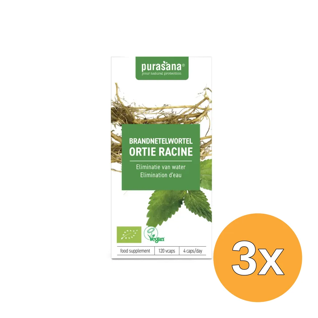 3x Purasana Brandnetelwortel/Ortie Racine Vegan Bio (120 vega capsules)