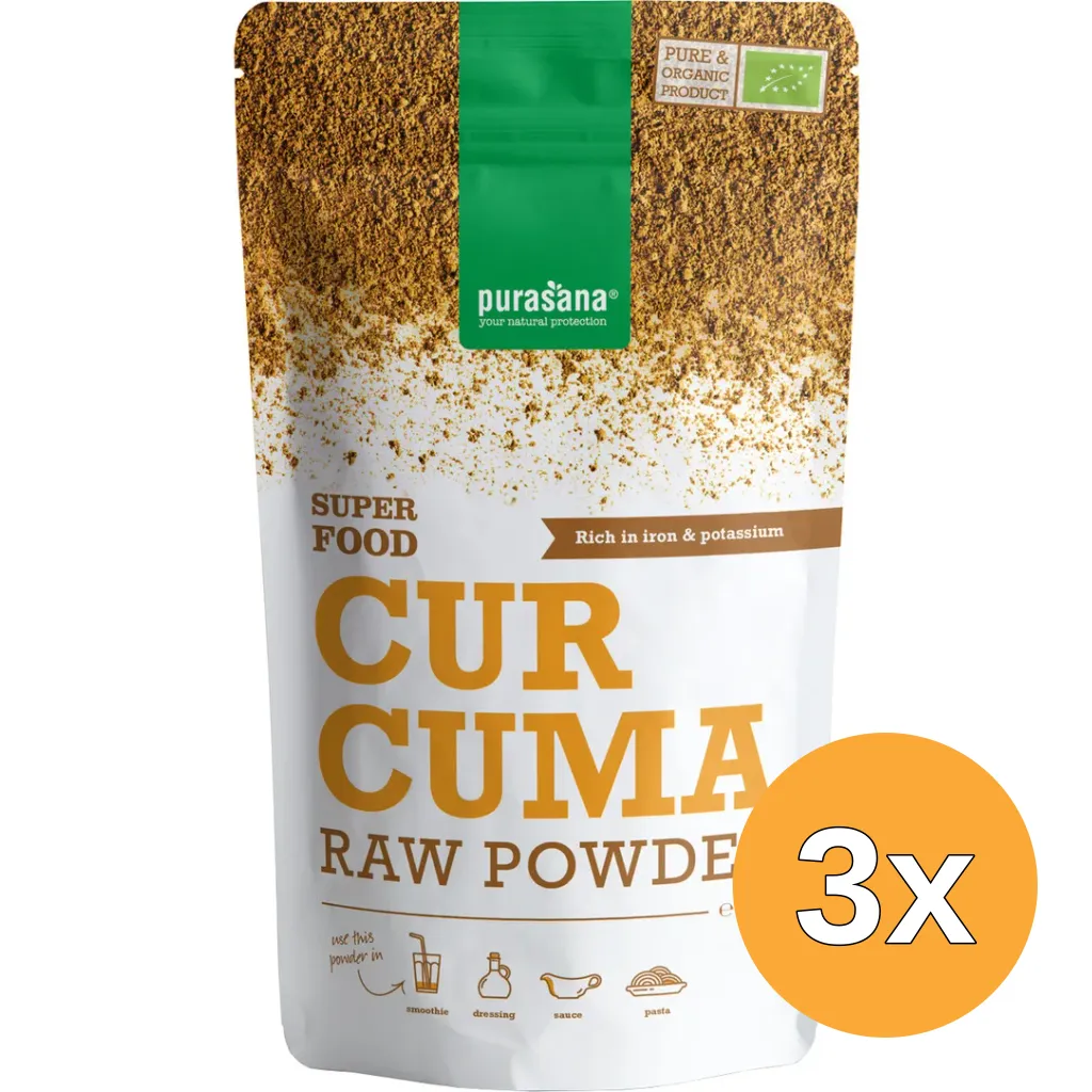 3x Purasana Curcuma Poeder - Vegan Bio (200 gr)