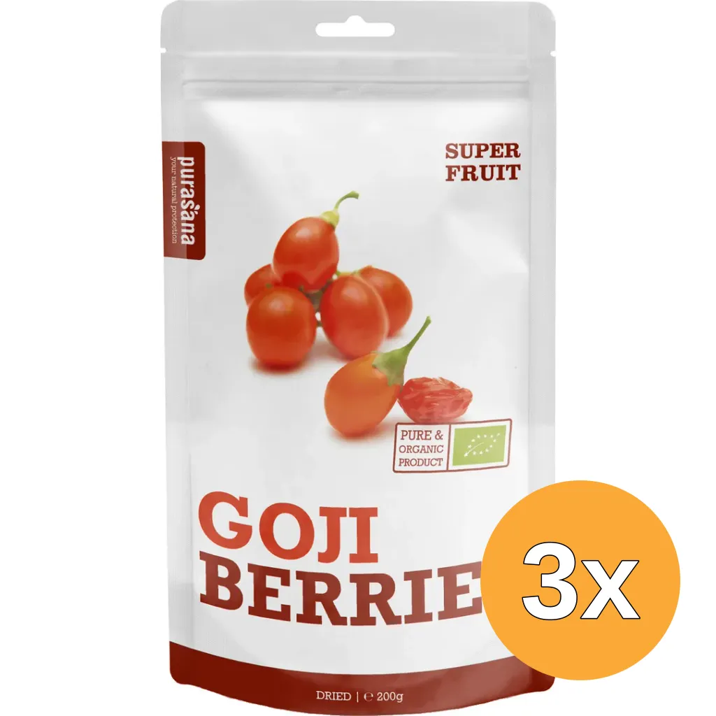 3x Purasana Goji Bessen Vegan Bio (200 gr)