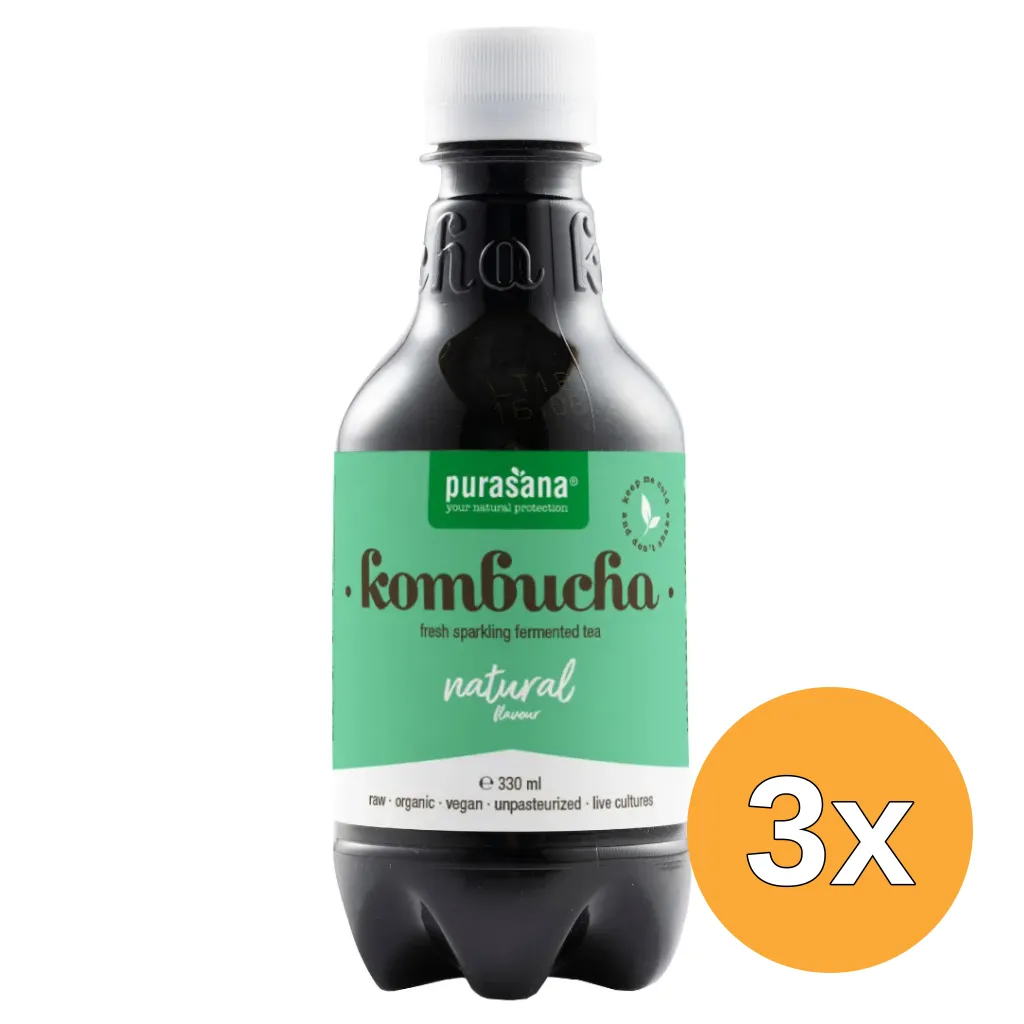 3x Purasana Kombucha Natural Vegan (330 ml)