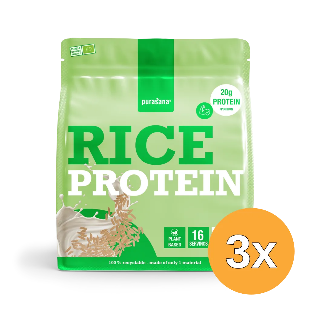 3x Purasana Plant Protein Rijst Natuurlijk Bio (400 gr)