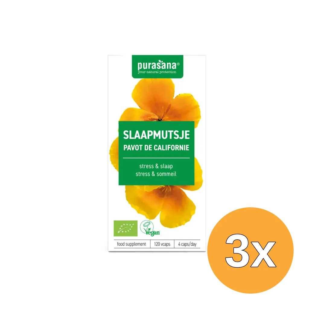 3x Purasana Slaapmutsje/Pavot De Californie Vegan Bio (120 vega capsules)