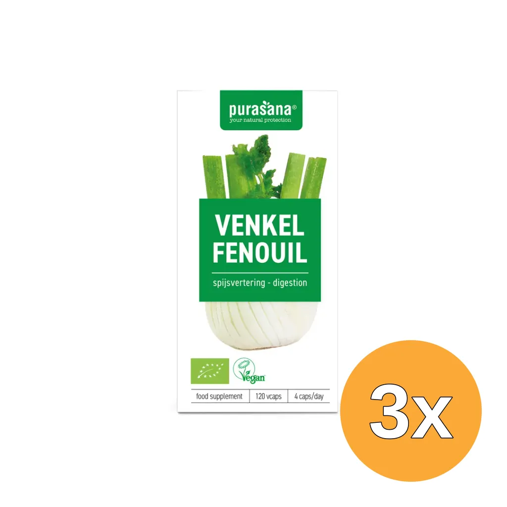 3x Purasana Venkel/Fenouil Vegan Bio (120 vega capsules)
