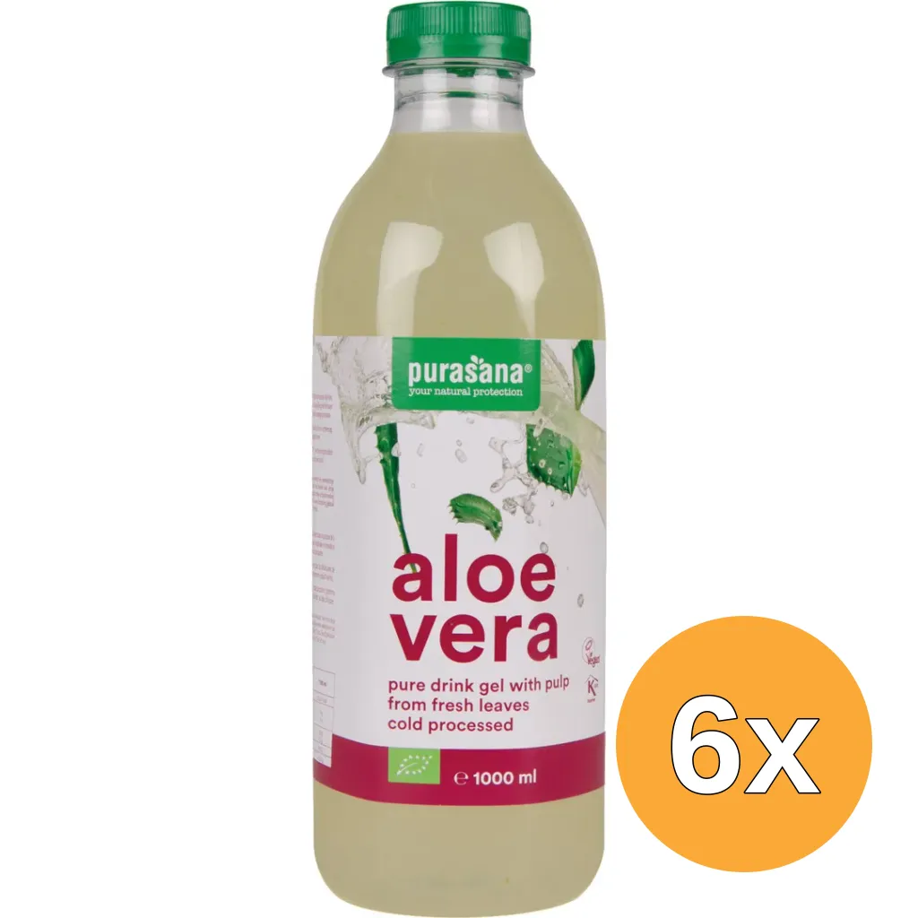 6x Purasana Aloe Vera Drinkgel Vegan Bio (1000 ml)
