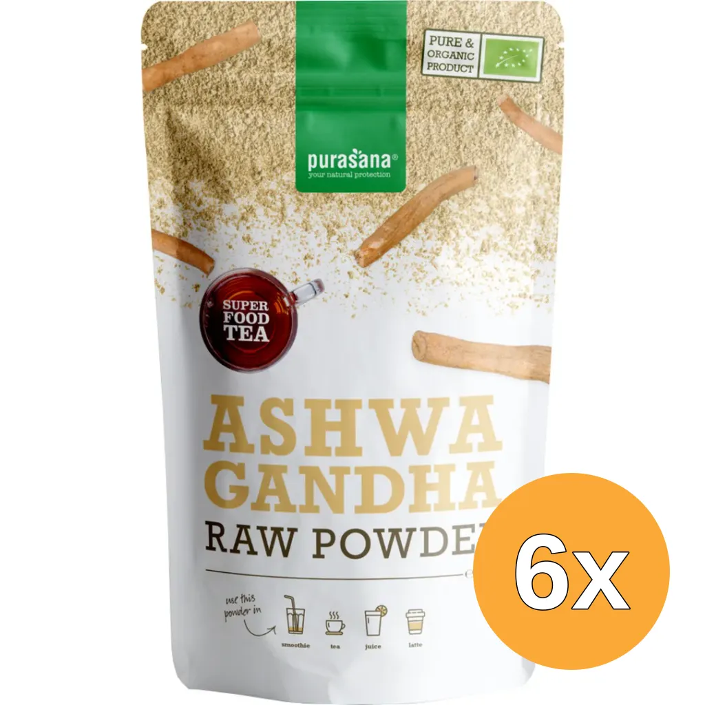6x Purasana Ashwagandha Poeder - Vegan Bio (100 gr)