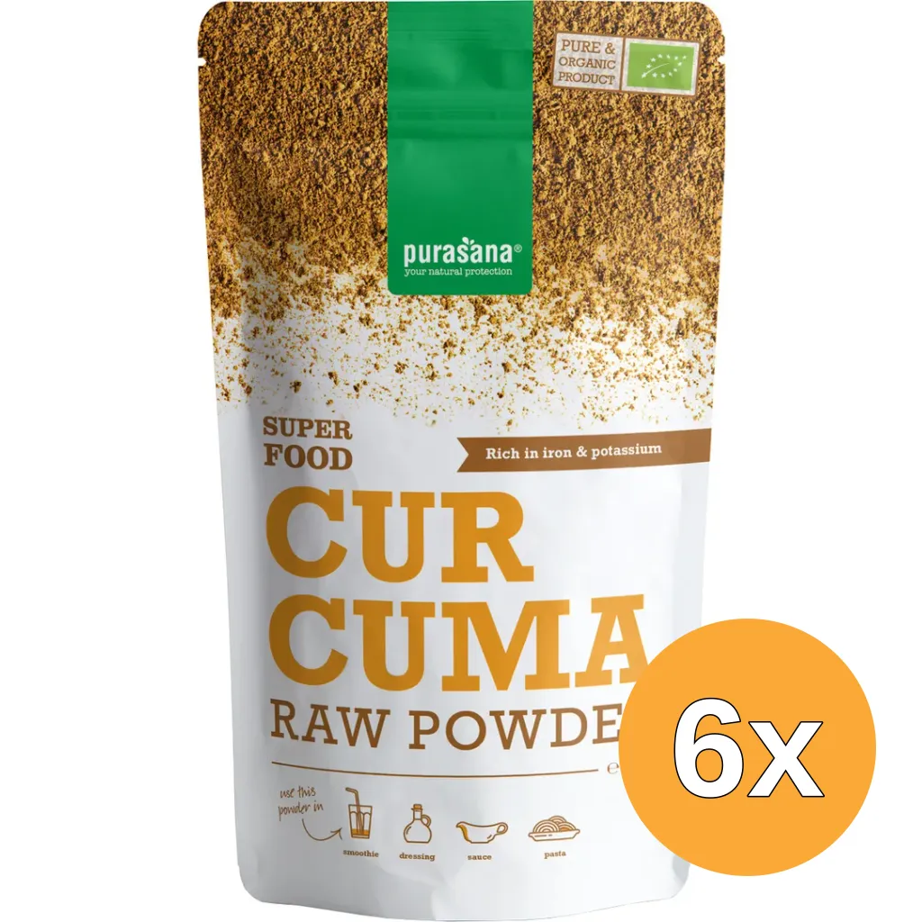6x Purasana Curcuma Poeder - Vegan Bio (200 gr)