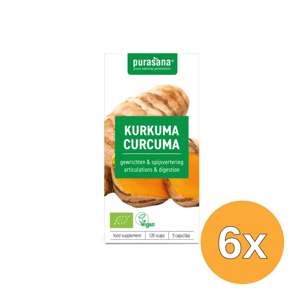 6x Purasana Curcuma Vegan Bio (120 vega capsules)