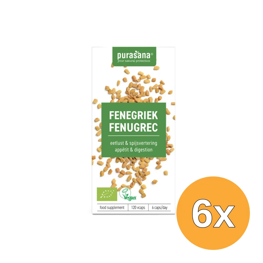 6x Purasana Fenegriek/Fenugrec Vegan Bio (120 vega capsules)