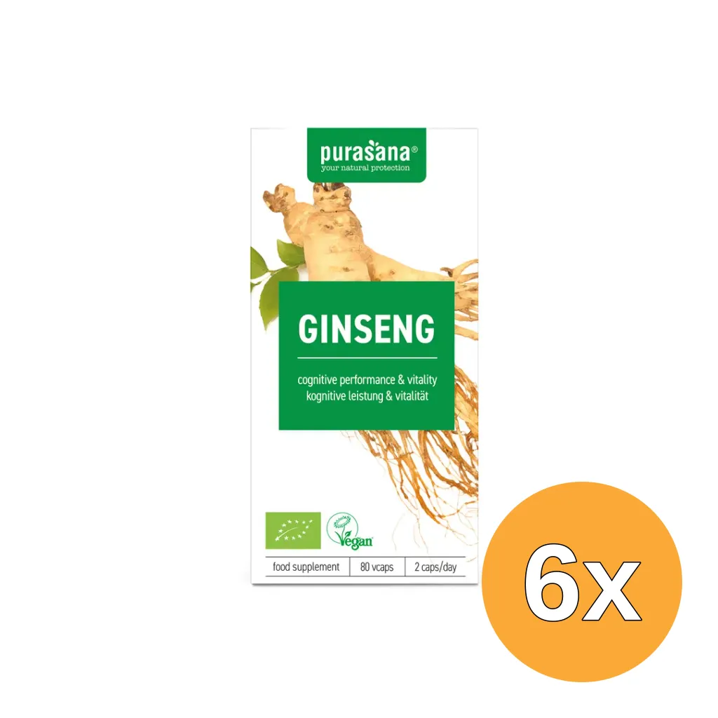 6x Purasana Ginseng Vegan Bio (80 vega capsules)