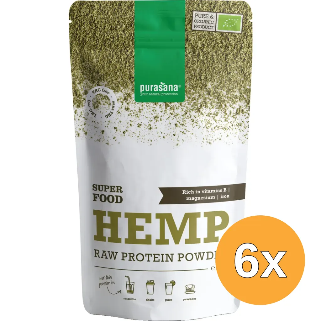 6x Purasana Hennep Proteine Poeder/Poudre Chanvre Vegan Bio (200 gr)