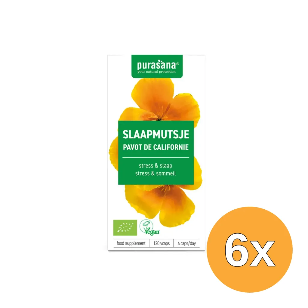 6x Purasana Slaapmutsje/Pavot De Californie Vegan Bio (120 vega capsules)